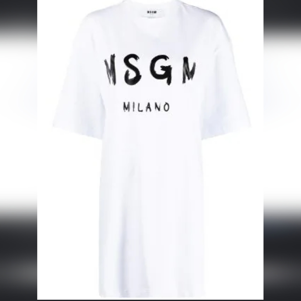 MSGM Logo Printed Crewneck T-Shirt Dress
